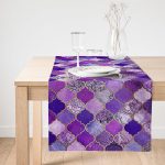 Realhomes Mor Renkli Ogea Desenli Özel Tasarım Dekoratif Özel Tasarım Süet Runner Realhomes