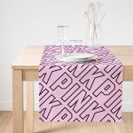 Realhomes Açık Pempe Pink Yazılı Modern Dekoratif Süet Runner Realhomes