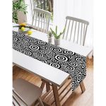 Realhomes Siyah Beyaz Geometrik Yuvarlak Tasarımlı Modern Özel Tasarım Süet Runner Realhomes