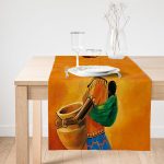 Realhomes Turuncu Afrikan Women Tasarımlı Dijital Baskılı Özel Tasarım Süet Runner Realhomes