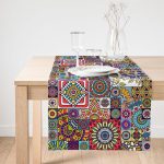 Realhomes Renkli Mozaik Desenli Özel Tasarım Süet Runner Realhomes