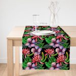 Realhomes Suluboya Tropikal Yaprak Motifli Özel Tasarım Süet Runner Realhomes