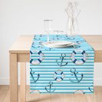 Realhomes Mavi Çizgili Denizci Tasarımlı Dijital Baskılı Süet Runner Realhomes