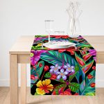 - SuetRunner-3450-Gorsel1 - Realhomes  Realhomes Siyah Zeminde Watercolor Bitkiler Motifli Özel Tasarım Süet Runner Realhomes