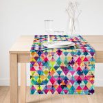 Realhomes Renkli Geometrik Şekiller Özel Tasarım Süet Runner Realhomes