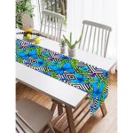 Realhomes Geometrik Zeminli Mavi Kelebek Baskılı Özel Tasarım Süet Runner Realhomes