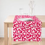 Realhomes Modern Tasarımlı Kırmızı Kalpler Özel Tasarım Süet Runner Realhomes