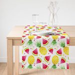 Realhomes Renkli Ananas ve Karpuz Motifli Özel Tasarımlı Süet Runner Realhomes