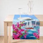 Realhomes Suluboya Deniz ve Yelken Motifli Özel Tasarımlı Süet Runner Realhomes