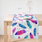 Realhomes Beyaz Zeminde Renkli Tüyler Tasarımlı Modern Süet Runner Realhomes