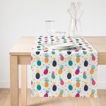 Realhomes Renkli Ananas Motifli Özel Tasarım Modern Süet Runner Realhomes