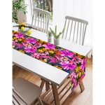 Realhomes Siyah Zeminde Tropikal Desenli Özel Tasarımlı Süet Runner Realhomes