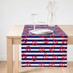 Realhomes Mavi Çizgili Denizci Tasarımlı Dijital Baskılı Süet Runner Realhomes