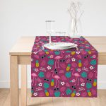 Realhomes Mor Zeminde Flamingo Tasarımlı Modern Süet Runner Realhomes