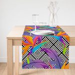 Realhomes Geometrik Zeminde Tropikal Yapraklar Özel Tasarım Süet Runner Realhomes