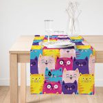 Realhomes Renkli Kedicikler Çocuk Odası Özel Tasarım Süet Runner Realhomes