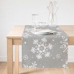 Realhomes Gri Zeminli Kar Taneleri Temalı Modern Tasarım Dekoratif Özel Tasarım Süet Runner Realhomes