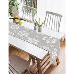 Realhomes Gri Zeminli Kar Taneleri Temalı Modern Tasarım Dekoratif Özel Tasarım Süet Runner Realhomes