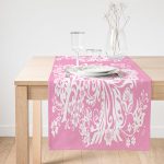 Realhomes Pembe Zeminli Özel Tasarım Dijital Baskılı Modern Süet Runner Realhomes