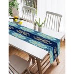 Realhomes Mavi Etnik Desen Dijital Baskılı Modern Süet Runner Realhomes