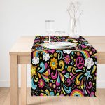 Realhomes Gökkuşağı Motifli Özel Tasarım Dijital Baskılı Süet Runner Realhomes