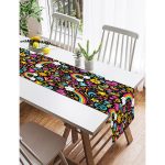 Realhomes Gökkuşağı Motifli Özel Tasarım Dijital Baskılı Süet Runner Realhomes