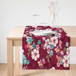 - SuetRunner-3627-Gorsel1 - Realhomes Realhomes Fusya Zeminde Beyaz Çiçekler Dijital Baskılı Süet Runner Realhomes