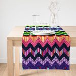 Realhomes Renkli Zigzag Motifli Dijital Baskılı Süet Runner Realhomes