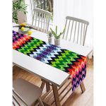 Realhomes Renkli Zigzag Motifli Dijital Baskılı Süet Runner Realhomes