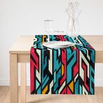 Realhomes Geometrik Motifler Özel Tasarım Dijital Baskılı Süet Runner Realhomes