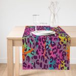 Realhomes Renkli Leopar Desenli Dijtal Baskılı Modern Süet Runner Realhomes