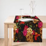 Realhomes Kuru Kafa Ve Çiçekler Dijtal Baskılı Modern Süet Runner Realhomes