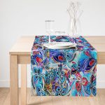 Realhomes Ebru Motifli Dijital Baskılı Modern Süet Runner Realhomes