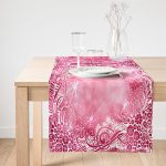 Realhomes Pembe Zeminli Dijital Baskılı Modern Süet Runner Realhomes