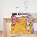 Realhomes Ebru Motifli Dijital Baskılı Modern Süet Runner Realhomes