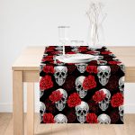 Realhomes Siyah Etnik Motifli Dijital Baskılı Modern Süet Runner Realhomes