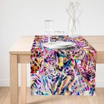 Realhomes Renkli Leopar Desenli Dijtal Baskılı Modern Süet Runner Realhomes