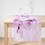 - SuetRunner-3709-Gorsel1 - Realhomes  Realhomes Beyaz Zeminde Pembe Çiçekler Dijital Baskılı Modern Süet Runner Realhomes