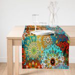 Realhomes Fraktal Desenli Özel Tasarım Dijital Baskılı Modern Süet Runner Realhomes