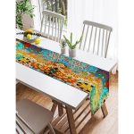 Realhomes Fraktal Desenli Özel Tasarım Dijital Baskılı Modern Süet Runner Realhomes