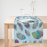 Realhomes Buz Mavisi Özel Tasarım Dijital Baskılı Modern Süet Runner Realhomes