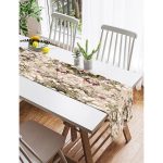 Realhomes Krem Zeminde Rengarenk Çiçekler Özel Tasarım Dijital Baskılı Modern Süet Runner Realhomes