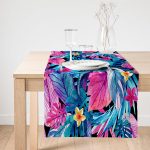 Realhomes Mavi Zeminde Rengarenk Çiçekler Modern Süet Runner Realhomes