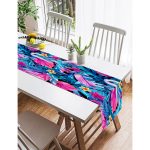 Realhomes Mavi Zeminde Rengarenk Çiçekler Modern Süet Runner Realhomes