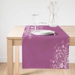 Realhomes Lila Zeminli Dijital Baskılı Modern Süet Runner Realhomes