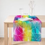 Realhomes Renkli Mozaik Motifli Dijital Baskılı Modern Süet Runner Realhomes