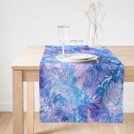 Realhomes Ebru Motifli Dijital Baskılı Modern Süet Runner Realhomes