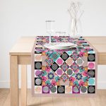 - SuetRunner-3768-Gorsel1 - Realhomes  Realhomes Renkli Kare Motifli Dijital Baskılı Özel Tasarım Süet Runner Realhomes