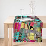 Realhomes Renkli Mozaik Motifli Dijital Baskılı Modern Süet Runner Realhomes