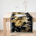 Realhomes Siyah Ve Gold Uyumu Özel Tasarım Dijital Baskılı Modern Süet Runner Realhomes